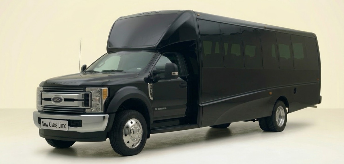 Black Shuttle Bus from the New Class Limo fleet
